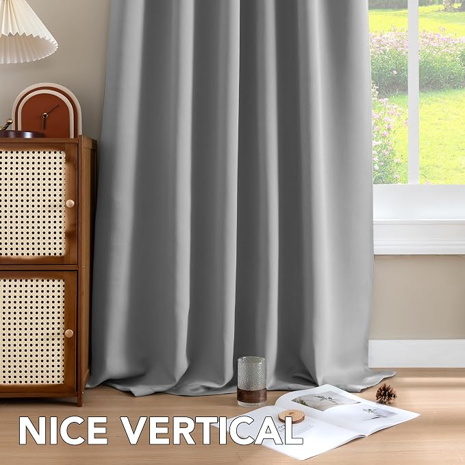H.VERSAILTEX Blackout Curtains Thermal Insulated Window Treatment Panels Room Darkening Blackout Drapes for Living Room Back Tab/Rod Pocket Bedroom Draperies (2 Panels, Grey, 42 x 84 Inch)
