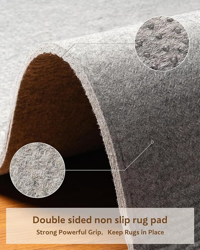 Resare Non Slip Rug Pad Gripper Extra Thick Dual Surface Felt Under Rug for Area Rugs and Hardwood Floors,Super Cushioned Non Skid Carpet Padding - 2.6x10 Feet 1/4" Double-Sided Non Slip