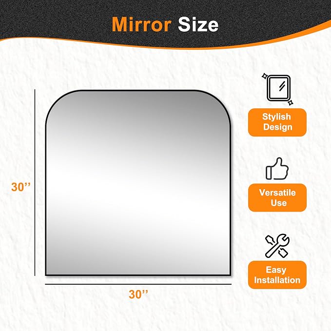 Bathroom Vanity Mirror,30" x 30" Black Metal Framed Wall Mirror for Over Sink, Living Room, Bedroom,Entryway Decor