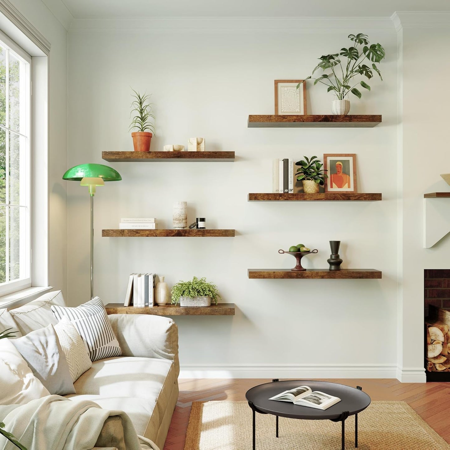 Large Floating Shelves for Wall Set of 3 Wooden Wall Shelves 30 in x 12.75 in x 2 in Room Decor Long Shelf with Invisible Wall Mount Bracket for Bedroom Kitchen Living Room Rustic Brown