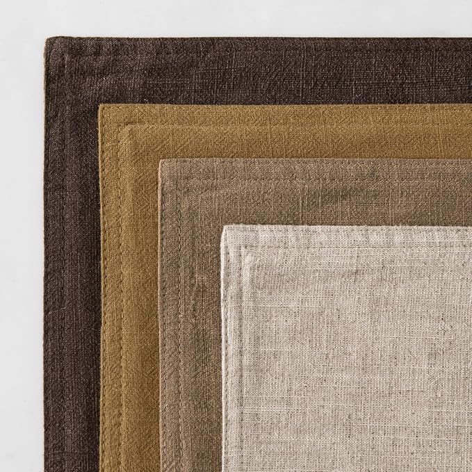MIULEE Neutral Gold/Brown Boho Linen Pillow Covers 20x20 Inch Pack of 4 | Natural Decorative Throw Pillow Covers Soft Farmhouse Couch Pillowcases Modern Decors for Living Room Bed Sofa