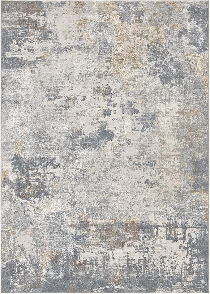 UERMEI 10x14 Area Rug Living Room Rugs - Washable Neutral Modern Abstract Soft Thin Large Rug Indoor Floor No Slip Rug Carpet for Bedroom Under Dining Table Home Office Decor - Blue Grey