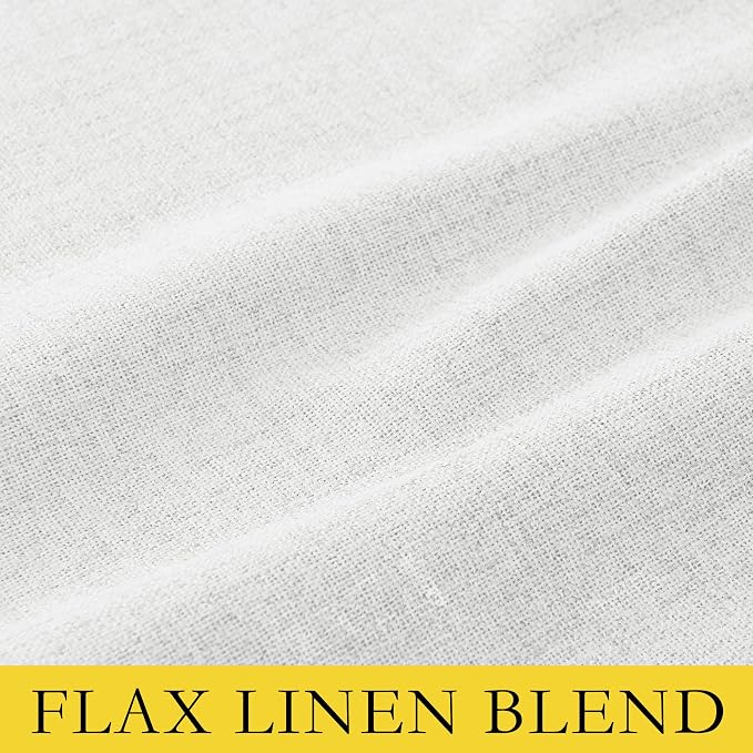 NICETOWN 100% Absolutely Blackout Linen Curtains with Thermal Insulated Liner, Greyish White, 52" Wide, 72" Length Energy Saving Curtains for Living Room 2 Panels Set, Vertical Blinds