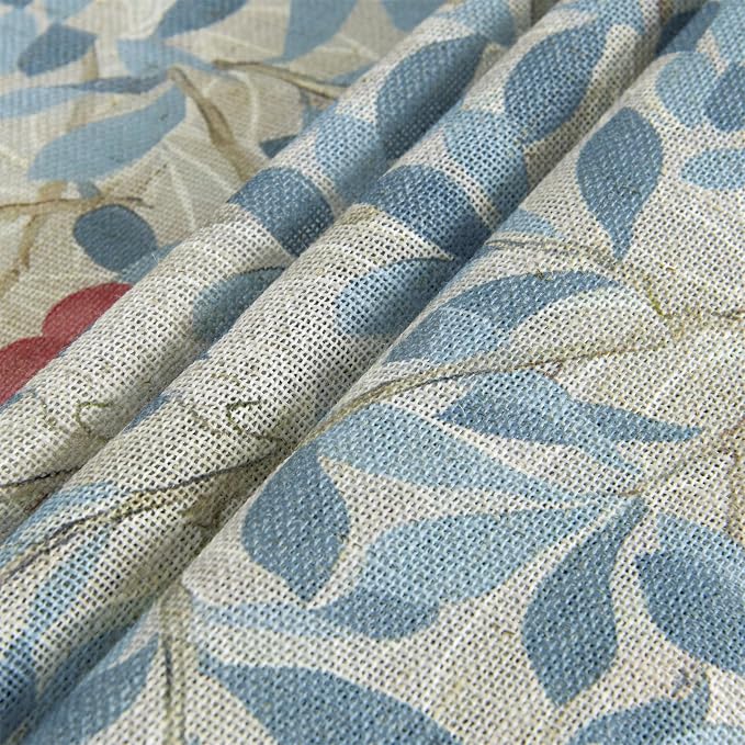 RoomTalks Arbutus Floral Window Curtains 84 Inches Length 2 Panels Faux Linen Light Filtering, Boho Farmhouse Country Vintage Cute Botanical Curtain Panels for Bedroom Dining Living Room Nursery