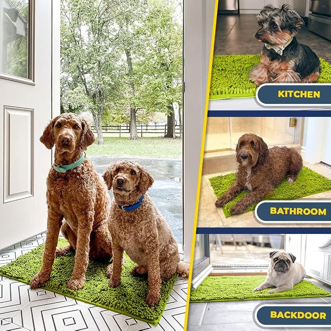 Muddy Mat® | Super Water Absorbent Door Mat Indoor, Microfiber Quick Dry Chenille Entryway Rug,Slip Resistant Front Door Mat,Indoor Mats for Entryway,Machine Washable Pet Rug, Spring Green 19" x 30"