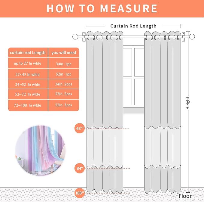 XiDi Curtains for Bedroom Decor, Kids Room Curtains for Girls Rainbow Colour, Pink Purple/52/100
