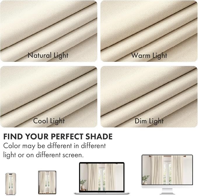 MIULEE 100% Blackout Linen Curtains for Bedroom 108 inches Long, Thermal Insulated Room Darkening Black Out Drapes for Living Room, Back Tab Rod Pocket, 2 Panels Set, 40 Wide x 108 Length, Cream Beige