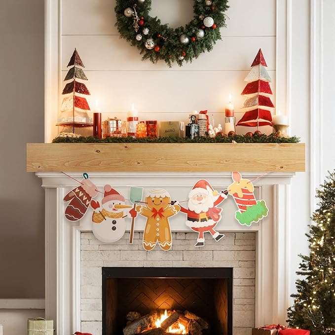 Acovy Floating Fireplace Mantel Shelves, 72x8x5 Inches Natural Wooden Floating Shelf for Over Fireplace, Wall-Mounted Mantel Shelf for Living Room and Home Decor, Rustic Natural
