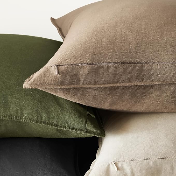 MIULEE Pack of 2 Decorative Linen Pillow Covers 26x26 Inch Coco Brown | Euro Shams Boho Farmhouse Modern Soft Accent Throw Pillows for Bed Neutral Cushion Covers Sofa Couch Living Room Home Decor