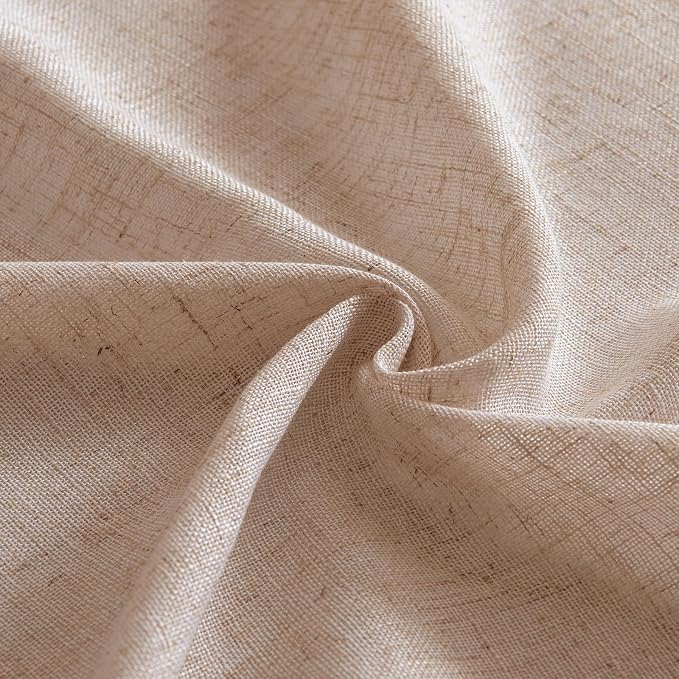 MIULEE Natural Beige Linen Curtains 72 Inch Length 2 Panels for Bedroom Living Room, Soft Linen Textured Window Drapes Semi Sheer Light Filtering Back Tab Rod Pocket Farmhouse Burlap Look Decor