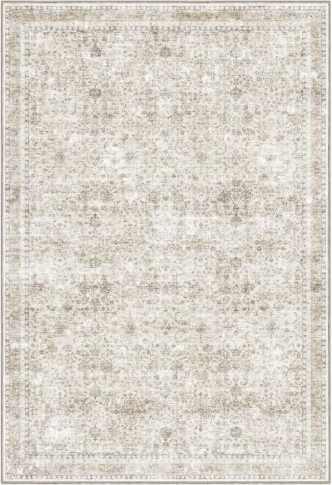 Sasttie 2x3 Rug, Ultra-Soft Washable Rug, Low Pile Foldable Thin Carpets with Non-Slip Backing, Skin-Friendly Stain Resistant Carpet for Living Room, Bedroom, Kitchen, Dorm, 2x3, Beige