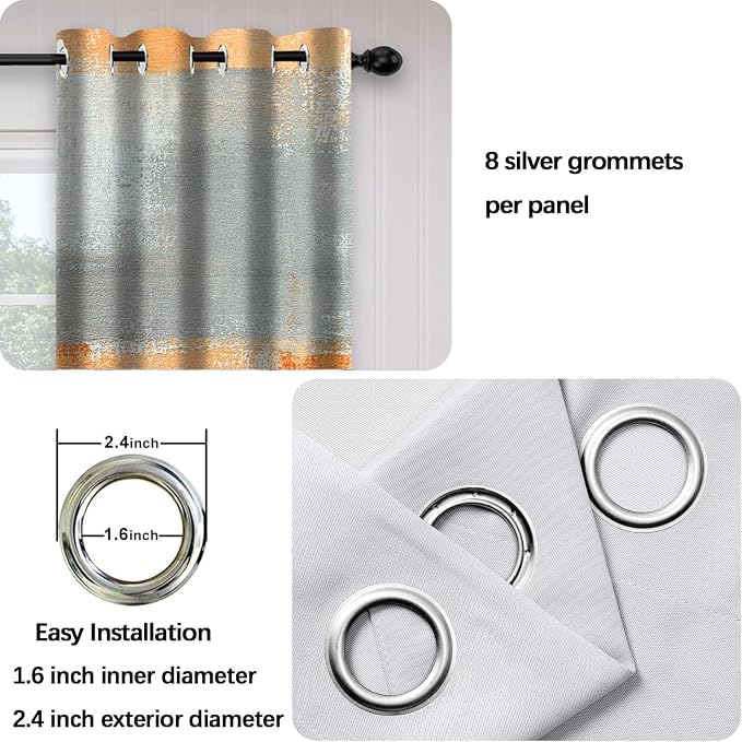 iTapnoom Abstract Orange Grey Blackout Curtains, Beige Aesthetic Art Painting Window Drapes Darkening Grommet Window Curtains for Living Room Bedroom Decor 2 Panels 52"x63" Inch