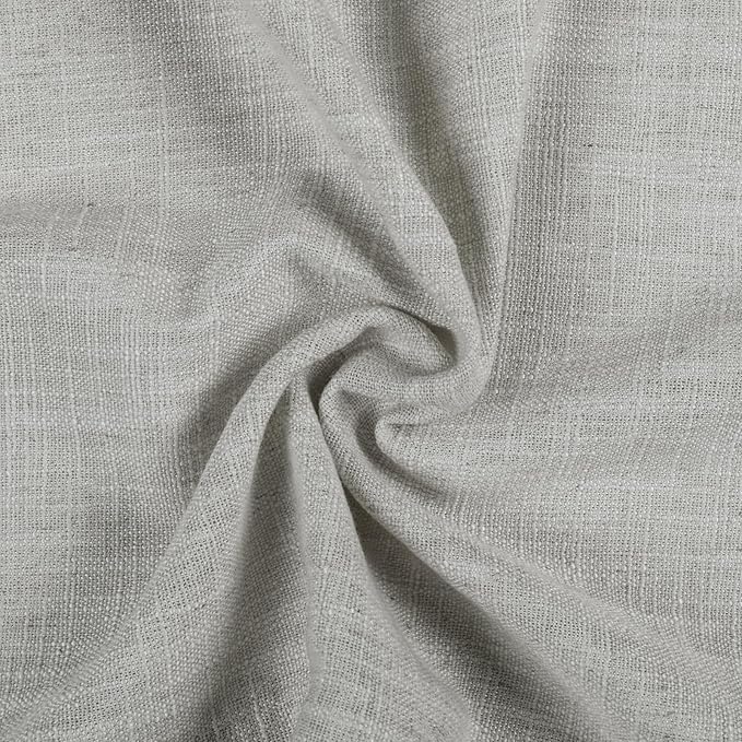 TWOPAGES 52" W x 36" L Linen Blend Cafe Curtains for Kitchen Window, Light Filtering Pinch Pleated Tier Curtains, Modern Farmhouse Half Window Curtains for Bathroom, Fog, 2 Panels
