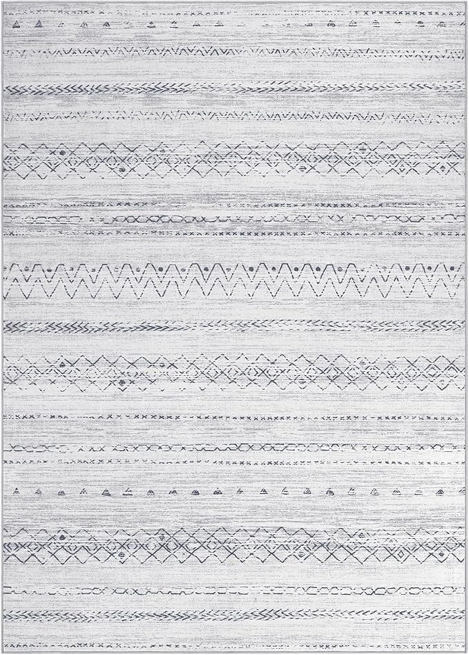cotiled 7x9 Area Rugs Living Room Rug: Washable Boho Rugs with Non Slip Backing Large Soft Indoor Stain Resistant Carpet for Bedroom Farmhouse Dining Room Lightweight Home Decor Grey