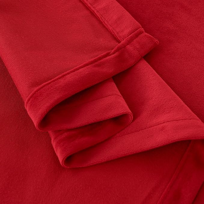 YoungsTex Red Velvet Blackout Curtains 63 Inches Length for Living Room, Thermal Insulated Window Drapes with Privacy for Bedroom, 2 Panels, 52 X 63 Inch