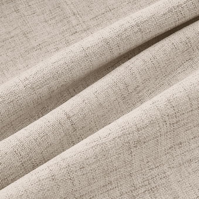 MIULEE 100% Blackout Linen Curtains for Bedroom, Taupe Solid Luxury Decor Thermal Insulation Room Darkening Drapes for Living Room Back Tab Rod Pocket 42 x 90 Inches, 2 Panels