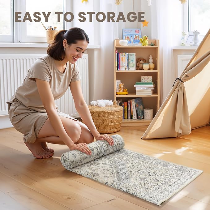 zesthome Rug Runners for Hallways Non Slip - 2x8 Runner Rug for Bedroom, Washable Runner with Rubber Backing, Soft Low-Pile Carpet for Kitchen, Laundry, Bathroom (Beige,2'x8')