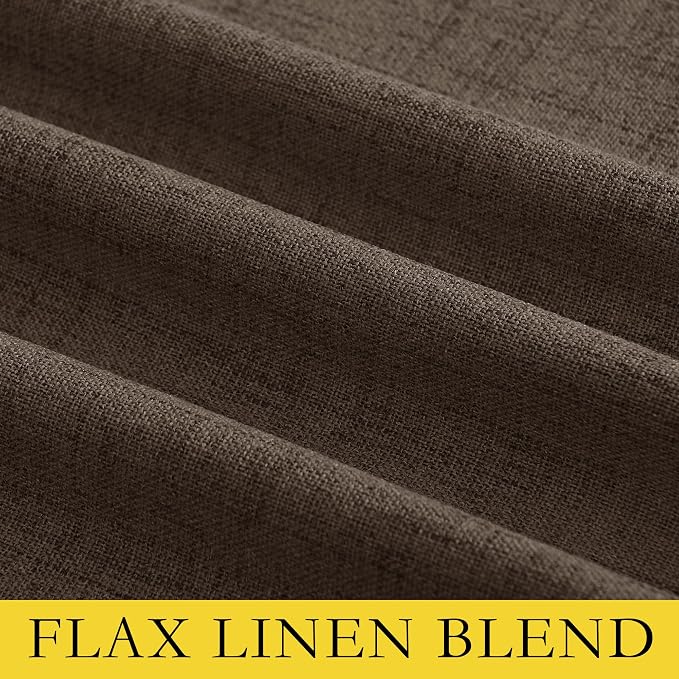 NICETOWN Coffee Vintage Linen 100% Blackout Curtains for Living Room, Thermal Insulated Curtains 72" Long, Noise Reducing Window Treatment Drapes for Hall Room, 52" Wide Per Panel, Set of 2