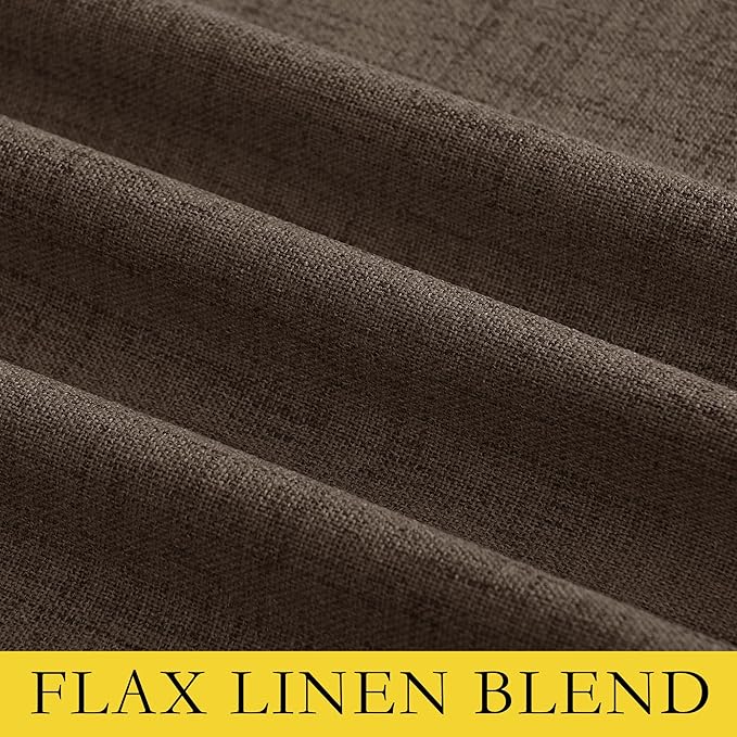 NICETOWN Coffee Vintage Linen 100% Blackout Curtains for Dining Room, Thermal Insulated Curtains 45" Long, Noise Reducing Window Treatment Drapes for Kitchen, 42" Wide Per Panel, Set of 2