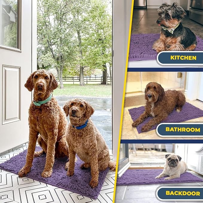 Muddy Mat® | Super Water Absorbent Door Mat Indoor, Microfiber Quick Dry Chenille Entryway Rug, Slip Resistant Front Door Mat, Indoor Mats for Entryway, Machine Washable Pet Rug, Lavender 32" x 44"