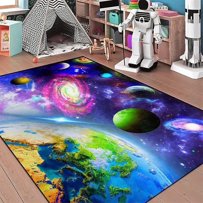 Solar System Rug - Outer Space Rugs Galaxy Mat Planets Carpet for Kids Bedroom Playroom Classroom Home Decor,3'×5'
