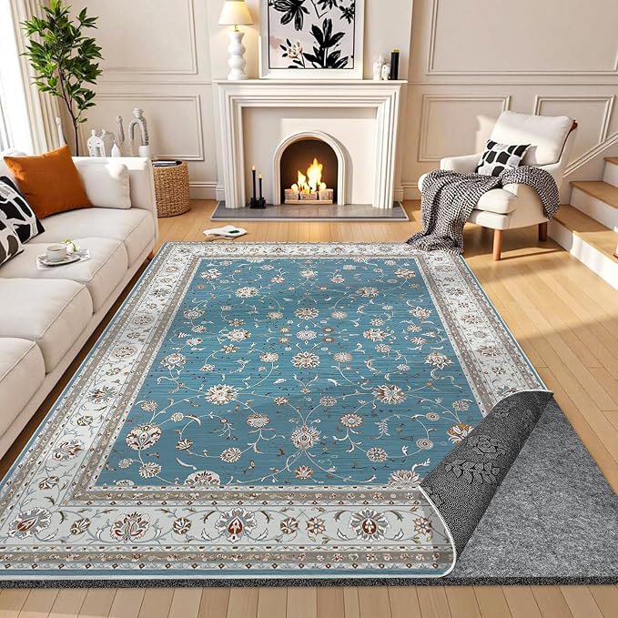 Waterproof Rug Pad 8x10 Ft, 1/4" Thick Under Area Carpet Padding,Non Slip Felt Rug Pads for Hardwood Floors, Protective Underlay Keeps Rugs in Place Without Wrinkles