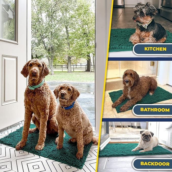 Muddy Mat® | Super Water Absorbent Door Mat Indoor, Microfiber Quick Dry Chenille Entryway Rug, Slip Resistant Front Door Mat, Indoor Mats for Entryway, Machine Washable Pet Rug, Slate Blue 3ft x 4ft