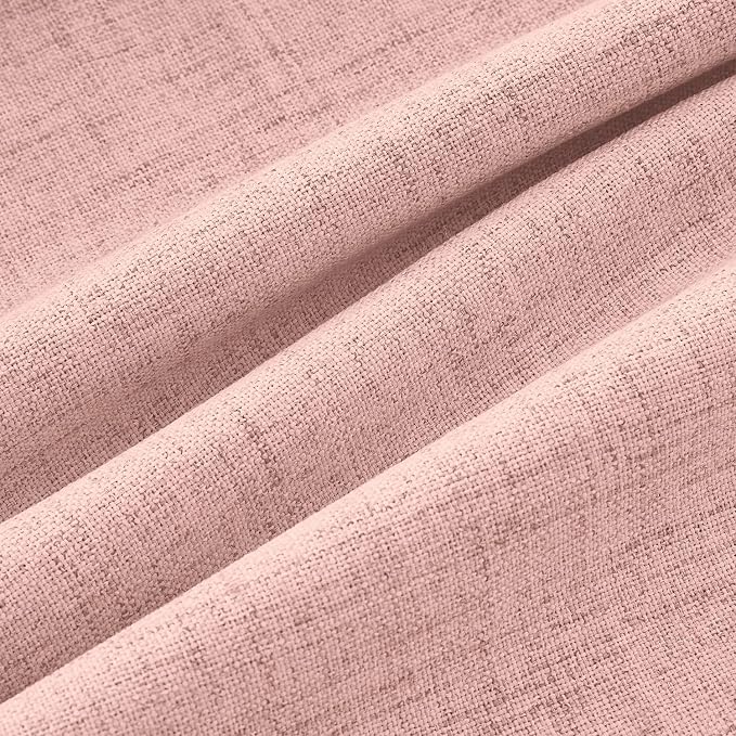 MIULEE 100% Blackout Linen Curtains for Bedroom, Blush Pink Solid Luxury Decor Thermal Insulation Room Darkening Drapes for Living Room Back Tab Rod Pocket 42 x 72 Inches, 2 Panels