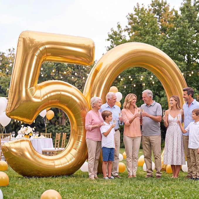 Seenelling 17 ft Golden 50th Anniversary Giant Inflatable Archway Decoration Built-in LED Lights for Birthday Wedding Anniversary Corporate Celebration Party Entrance Outdoor Supplies