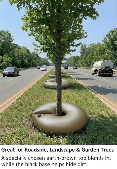 Slow Release Ring-Style Tree Watering Bag - 15 Gallon Watering Ring for Trees, Discipline Essentials (8 Pack, Brown/Black)