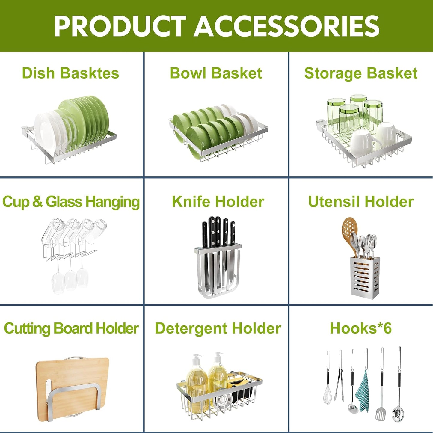 2 Tier Extra Large Stainless Steel Expandable Over The Sink Dish Drainer Drying Rack, Rust Proof Metal, Space Saving, Modern Silver Big Capacity Extendable Plate Strainers Above Kitchen Counter