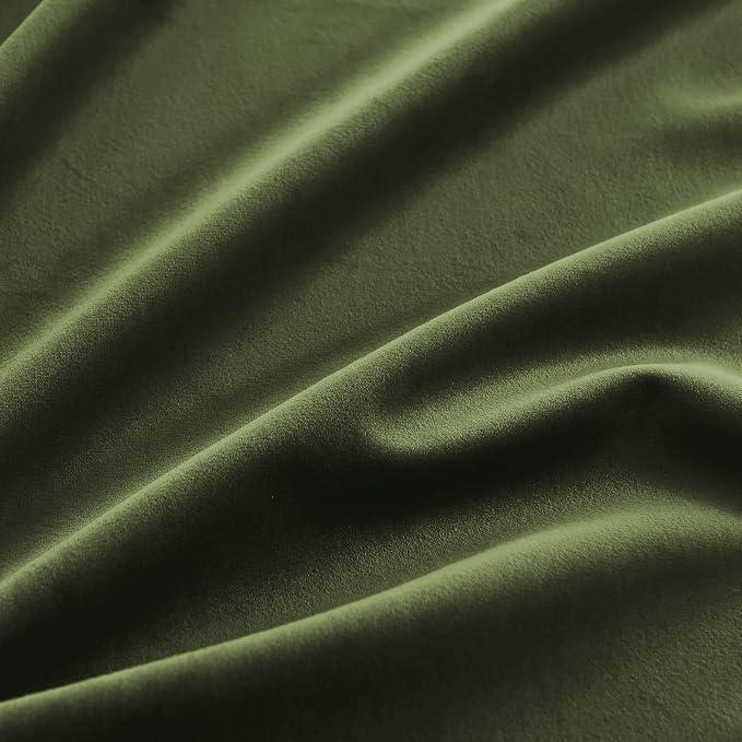 RYB HOME Elegant Green Velvet Curtains 120 inches Long, Light Blocking, Thermal Insulated, Stylish Velvet Drapes with Hook Belt for Cozy Home Aesthetics, 52" W x L120 L, 2 Panels Set