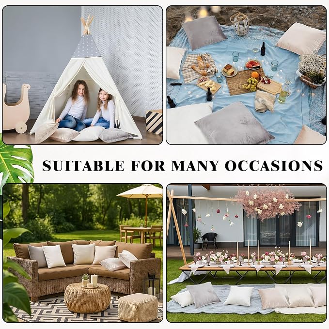 Berlune 8 Pcs Velvet Throw Pillow Covers 18" x 18" Decorative Cushion Cases Soft Pillowcase for Coquette Graduation Party Accessories Couch Sofa Bed Chair Home Decor, No Inserts (Beige Gray Colors)
