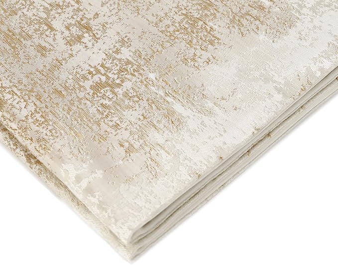 THE-TINOART Pack of 2 Modern Farmhouse Throw Pillow Covers 18x18, Beige and Gold Jacquard Woven Decorative Pillow Covers for Couch Sofa Bed, Neutral Textured Home Decor