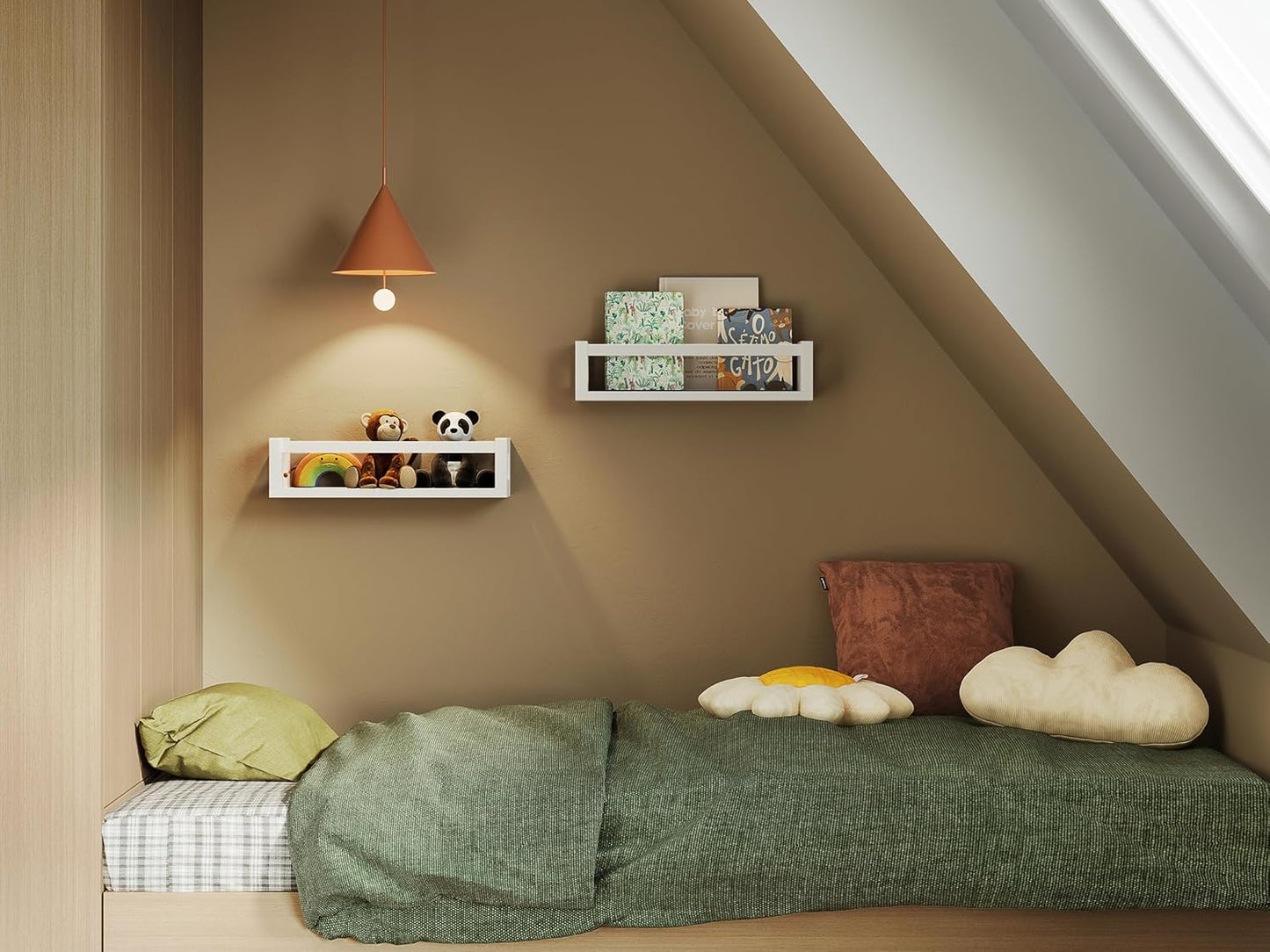 Upgraded Thick Floating Shelves - Multi-Use Wall-Mounted Bookshelves for Kids and Nursery, Ideal for Books, Toys, Spice Rack, Decor - White