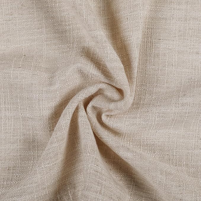 TWOPAGES 26" W x 36" L Linen Blend Cafe Curtains for Kitchen Window, Light Filtering Pinch Pleated Tier Curtains, Modern Farmhouse Half Window Curtains for Bathroom, Tapioca, 2 Panels