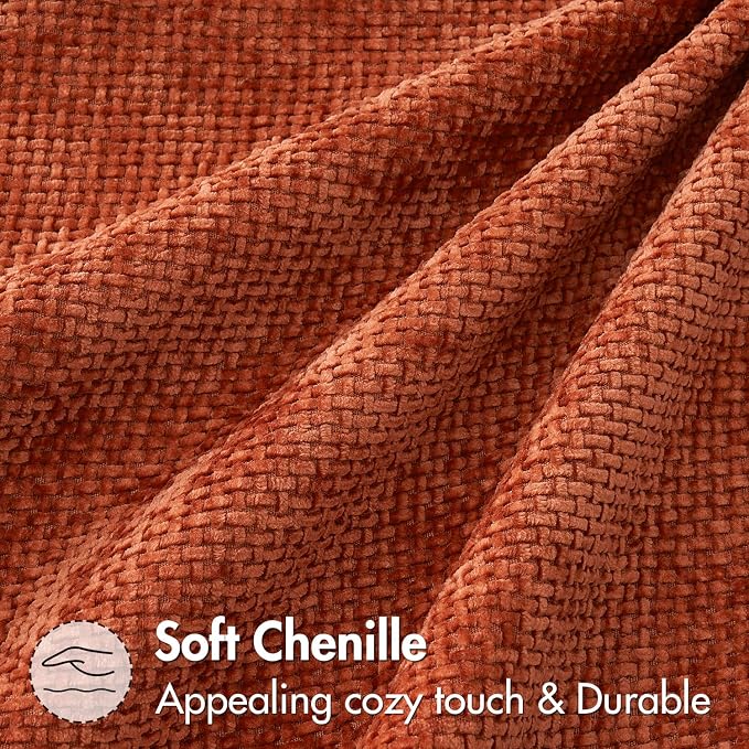 MIULEE Pack of 2 Fall Burnt Orange Decorative Pillow Covers 16x16 Inch Soft Chenille Couch Throw Pillows Farmhouse Cushion Covers for Home Decor Sofa Bedroom Living Room