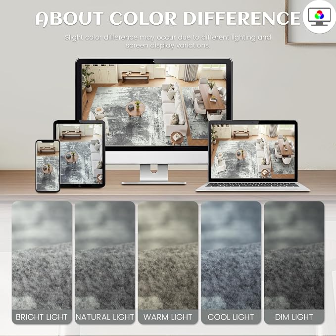 5x7 Rugs for Living Room - Modern Abstract Washable Rug, Ultra Soft Non Slip Low Pile Large Rugs, Floor Carpet for Bedroom Dining Room Office Laundry Nursery Home(Gray&Green)