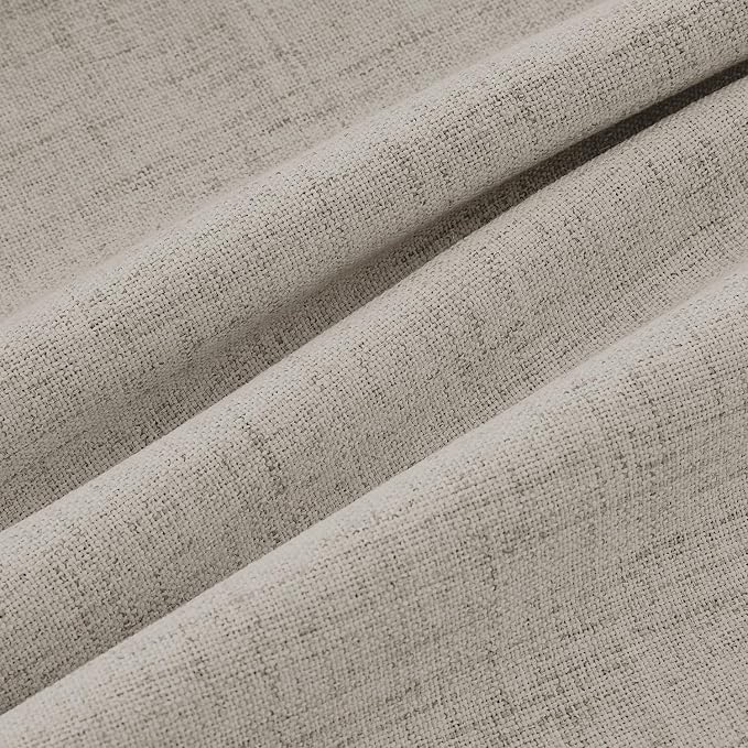 MIULEE 100% Blackout Linen Curtains for Bedroom, Pebble Taupe Solid Luxury Decor Thermal Insulation Room Darkening Drapes for Living Room Back Tab Rod Pocket 42 x 63 Inches, 2 Panels