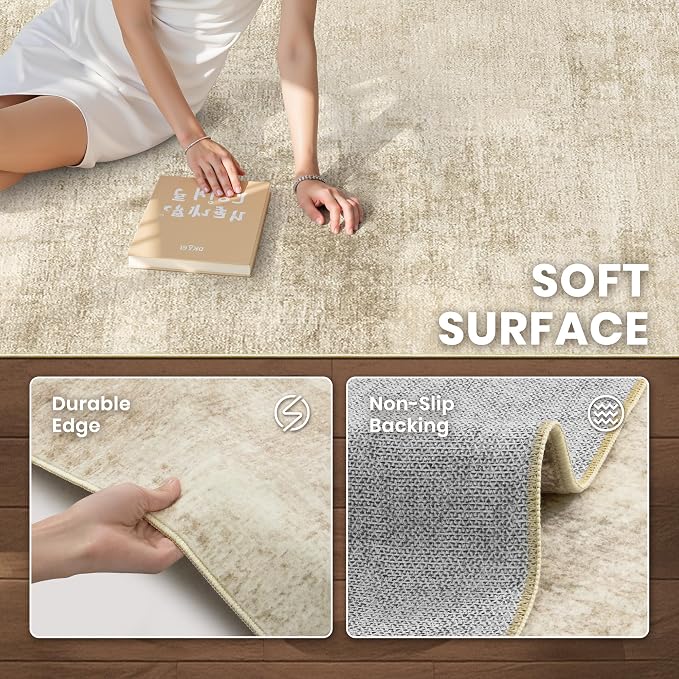 zesthome 9x12 Area Rugs for Living Room, Non-Slip Backing Washable Rug, Modern Abstract Area Rug, Stain Resistant Rugs for Bedroom, Ultra-Thin Large Area Rugs, Area Rug 9x12