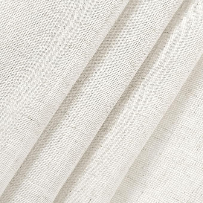 Nanspring Beige White Linen Curtains for Living Room 86 Inches Long Back Tab and Rod Pocket Light Filtering Semi Sheer Curtain Rustic Farmhouse Decor Luxury Drapes for Bedroom Office 52x86, 2 Panels