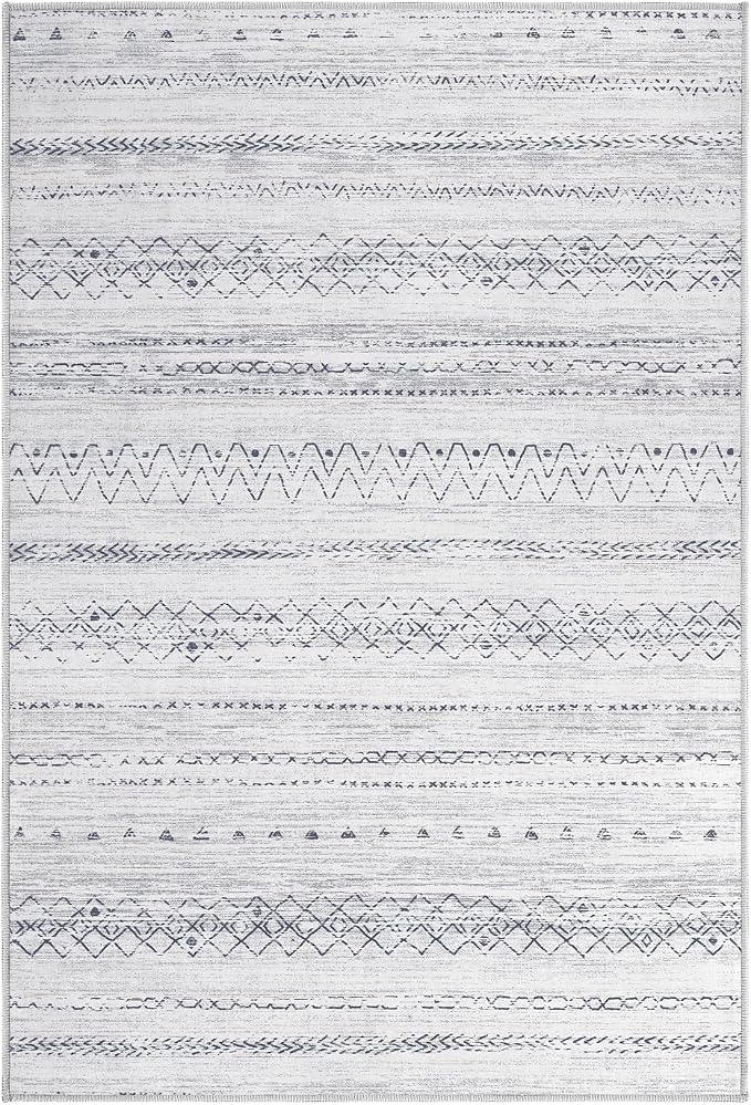 cotiled Washable 2x3 Entryway Rug: Washable Boho Rugs with Non Slip Backing Small Soft Indoor Stain Resistant Carpet for Kitchen Front Lightweight Home Decor Grey