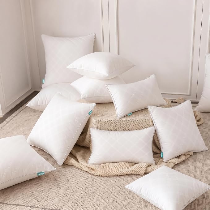 Oubonun 14 x 22 Pillow Inserts Pack of 2 Rectangle Square Interior Sofa Pillow Insert Pair, White Decorative Lumbar Pillow for Bed Couch Living Room