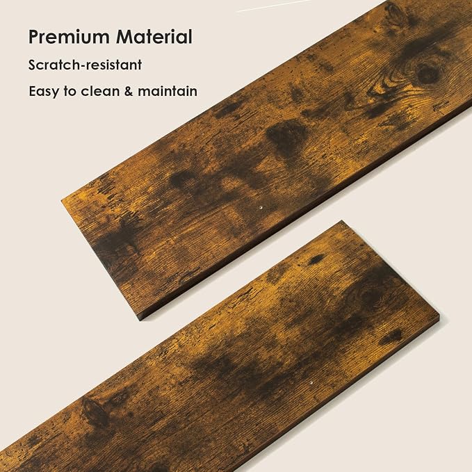 DINZI LVJ Long Wall Shelves, Set of 4, 31.5Inch Wall Mounted Shelves, Extra Large Wall Storage Ledges with Sturdy Metal Brackets for Living Room, Bathroom, Bedroom, Kitchen, Rustic Brown