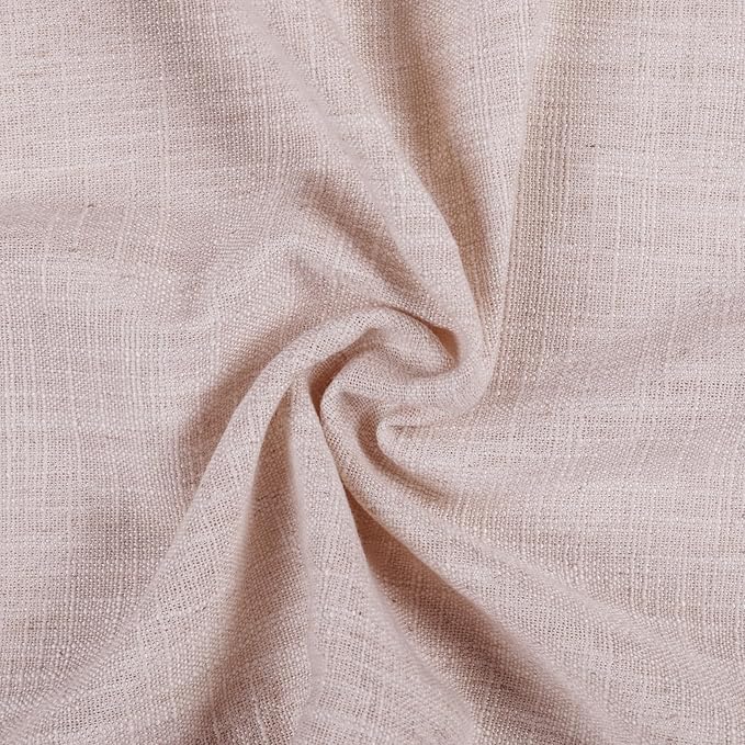 TWOPAGES 26" W x 30" L Linen Blend Cafe Curtains for Kitchen Window, Light Filtering Pinch Pleated Tier Curtains, Modern Farmhouse Half Window Curtains for Small Window, Pink Lemonade, 2 Panels