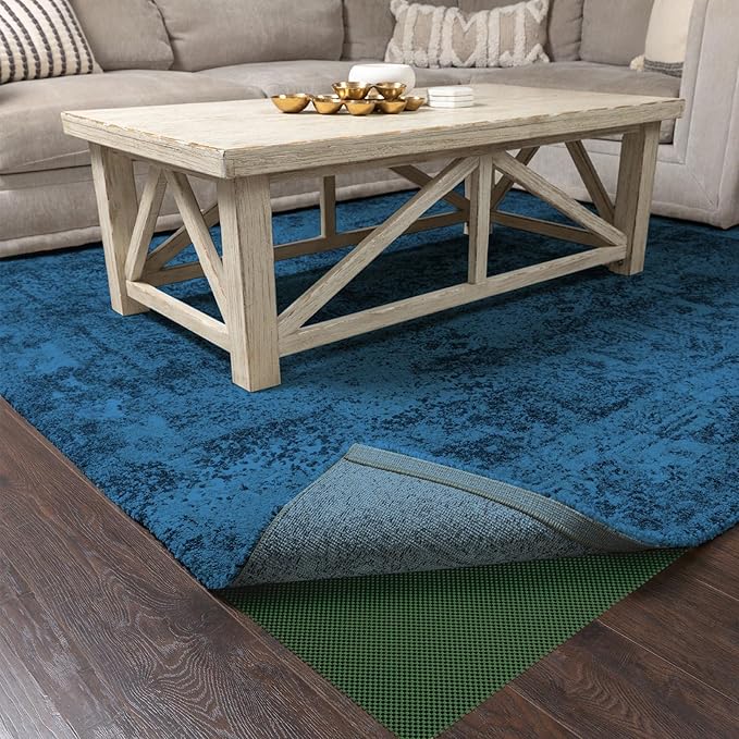 Veken 8x10 Ft Rug Pad Gripper for Hardwood Floors, Non Slip Dark Green Rug Pads for Area Rugs, Thick Rug Grippers for Tile Floors, Under Carpet Anti Skid Mat, Keep Your Rugs Safe and in Place