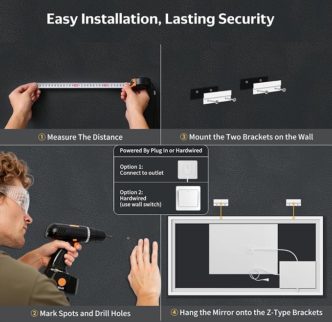 72"x32" LED Bathroom Mirror with Lights, Backlit + Front Lit with CRI>90, Lighted Mirror for Bathroom, Anti-Fog, Dimmable Brightness, 3 Colors, Memory Function, Shatterproof Tempered Glass