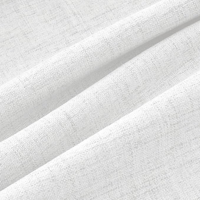 MIULEE 100% Blackout Linen Curtains for Bedroom, Bright White Solid Luxury Decor Thermal Insulation Room Darkening Drapes for Living Room Back Tab Rod Pocket 42 x 84 Inches, 2 Panels
