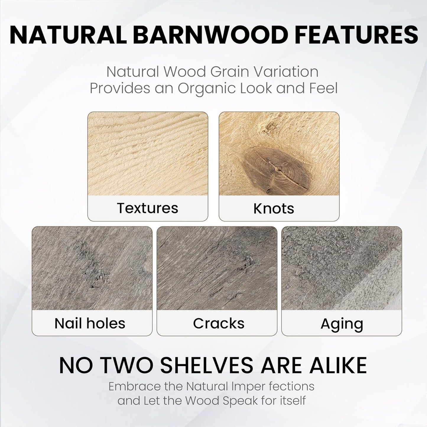 Fun Memories Floating Shelves for Wall Decor, 30"x8" Rustic Reclaimed Wood Shelves, Heavy-Duty Wall Mounted Shelves with Invisible Brackets, Set of 2for Living Room, Bedroom, Kitchen, Grey Finish