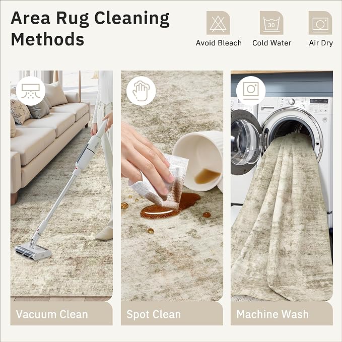 Soalmost Runner Rug 2x8 Washable Non-Slip Hallway Runner Rugs for Kitchen Bathroom Laundry Room Beige Gray Vintage Floor Carpet Runners for Hallways Entryway